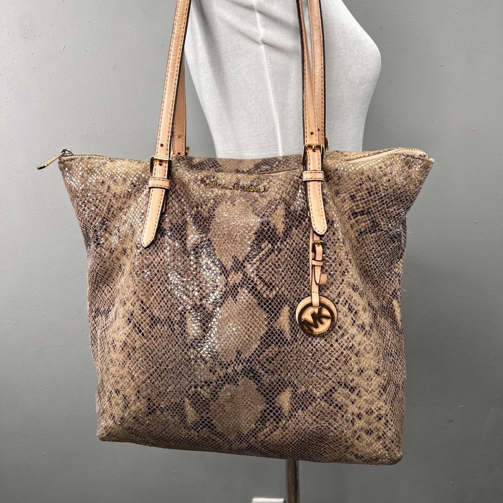 Michael Kors Python Effect Bag Tote Embossed Leat… - image 5